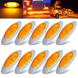 10X Amber Truck Trailer LED Side Marker Lights 6.5" Oval 12V Indicators Light - Picture 1 of 11