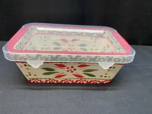 Temptations "OLD WORLD RED"  Mini Loaf Pan w/Plastic Lid  ~ Bakeware ~  12 oz - Picture 1 of 5