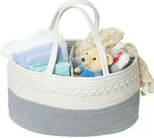 Luxury Diaper Caddy/Organizer Rope Nursery Storage Bin  - Picture 1 of 7