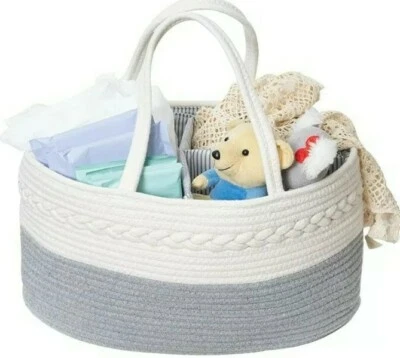 Luxury Diaper Caddy/Organizer Rope Nursery Storage Bin  - Image 1 of 4