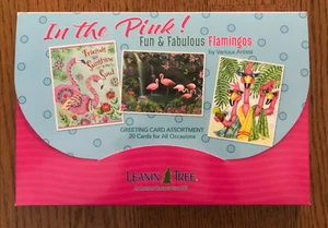 20 Leanin Tree Greeting Box Cards Set IN THE PINK, ALL FLAMINGOS, BIRDS,Tropical - Picture 1 of 4