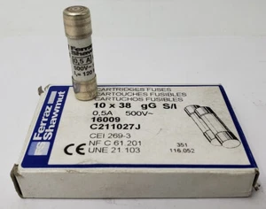 8x Ferraz Shawmut Sicherung C211027J 0,5A 500V 10x38mm - Bild 1 von 1