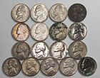 Jefferson Nickels Wartime Silver Lot of 17 Mixed Date