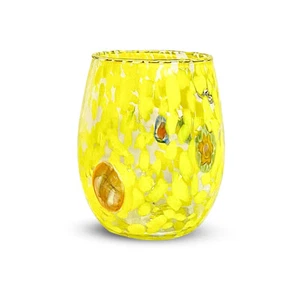 BICCHIERE VETRO SOFFIATO GOCCE DI MURANO COLORATO MADE IN ITALY GIALLO 1 PZ - Imagen 1 de 7