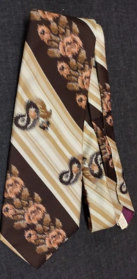 70s Wide Tie Paisley Brown HARRIS & FRANK DEADSTOCK Excellent Design Menswear - Image 1 of 4