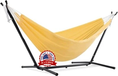 Hamaca Doble Con Soporte De Acero Que Ahorra Espacio Resistente, Para Exteriores - Image 1 of 4