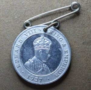 * EDWARD V111 CORONATION MEDAL 1937 HE ABDICATED FOR LOVE 29MM #GIH85 - Picture 1 of 8