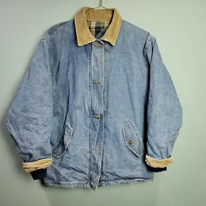 Vtg East West Denium Womens Coat Sz L Fleece Lined Corduroy Collar/Cuffs Heavy - Picture 1 of 10