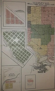 Old Antique 1895 Plat Map ~ TRENTON - HAGER CITY Twp., PIERCE Co., WISCONSIN  - Picture 1 of 3