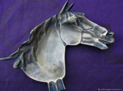 Vide poche ancien Tête de cheval bronze Old empty pocket Bronze horse head - Photo 1/4