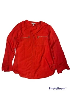 Calvin Klein Women Large Pink Short Sleeve Button Up Blouse Gold Accent Buttons - Picture 1 of 3