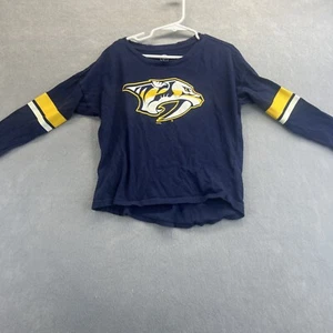 Nashville Predators Girls Kids Size Small 6/7 Long Sleeve Navy Blue T Shirt NHL - Picture 1 of 9