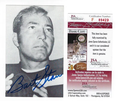 PACKERS Bart Starr signed postcard RGA photo JSA COA AUTO Autographed - Image 1 of 2