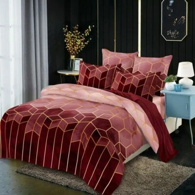 Bedroom Geometric Pattern King Comforter Bedding Set Duvet Cover Queen Bed - Image 1 of 4