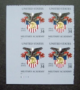 Sc # 3560 ~ Plate # Block ~ 34¢ US Military Academy Issue - Picture 1 of 1