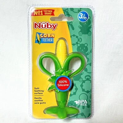 Nuby Teether Corn Baby Teething Toy Gum Massager BPA Free Silicone 3M+ Gift - Image 1 of 4