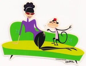 SHAG Hip Girl on Chase Lounge with Monkey Sticker 5.75" Decal - Picture 1 of 1