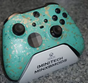 ELITE Custom Painted "Teal & Gold"Xbox One Series 2 Microsoft Controller 1797 - Picture 1 of 6