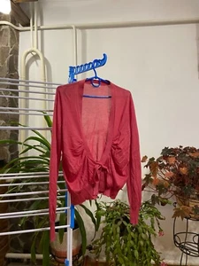 Blusa Etro Mujer Corbata Frontal Talla 44 Roja Texturizada Floral Top Manga Larga - Imagen 1 de 8