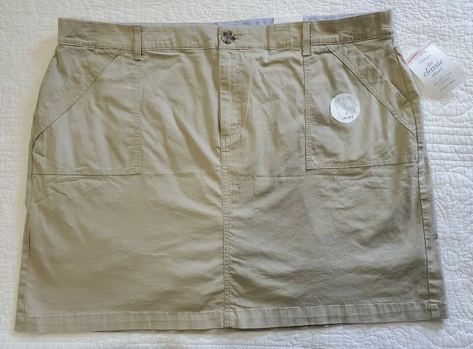Croft & Barrow Classic Skort Women's Size 16w Khaki Tan Stretch Waist Band Skirt