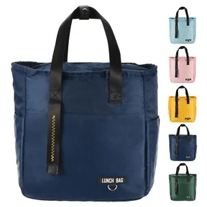 Large Insulated Lunch Bag Leakproof Cooler Tote with Side Pockets Cyan - Picture 1 of 7