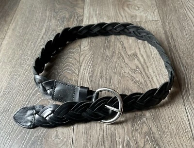 SILPADA Womens Wide Belt Sz Medium Black Leather Woven Hippie BOHO 90s Y2K VTG - Image 1 of 4