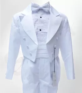 Baby & Jungen Formell Smoking Frack Anzug weiß Taufe Pagenjunge Outfit - Picture 1 of 3