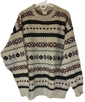 Men’s Vintage 90s USA Made LL Bean Sweater Wool Fisherman Knit Size Large - Image 1 of 4