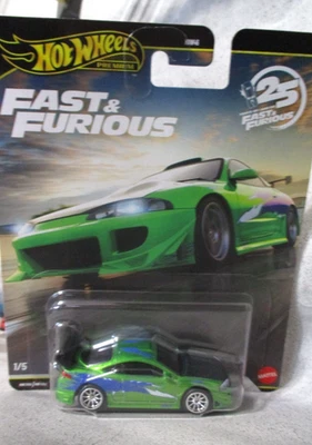 Hot Wheels Fast & Furious 25 1995 Mitsubishi Eclipse Green  1:64 Rubber Tires - Image 1 of 4