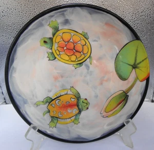 Plato de ensalada Rainbow Gate Santa Fe N.M cerámica tortugas hojas 9" blanco raro - Imagen 1 de 2