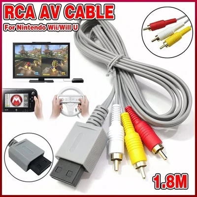 High Quality Audio Video RCA Cable for Nintendo Wii Wii U and Mini Console Lead - Image 1 of 4