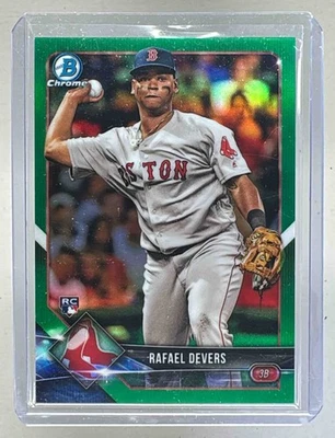 Rafael Devers 2018 Bowman Chrome #8 refrator verde novato RC 37/99 - Imagem 1 de 3