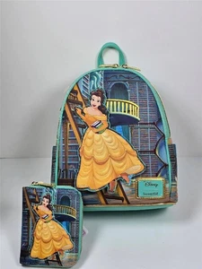 Loungefly Disney Beauty Beast Belle On Ladder Mini Rucksack Geldbörse Set Neu mit Etikett - Bild 1 von 10