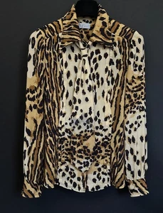 VTG 70s Leopard Ocelot Print Blouse with matching neck tie by HOVLAND SWANSON - Picture 1 of 6