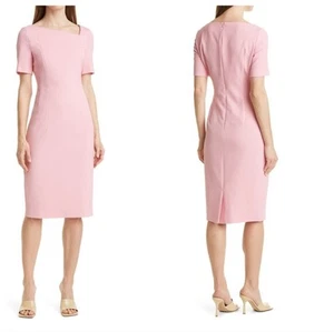 Vestido Vaina HUGO BOSS Dakera Rosa Rubor Midi Portador Cóctel 10 - Imagen 1 de 8