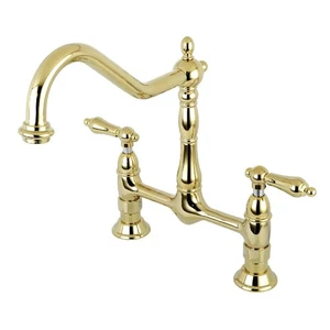 Kingston Brass KS1172AL Heritage Kitchen Faucet, 13 x 8 x 2.13, Polished Brass - Picture 1 of 3