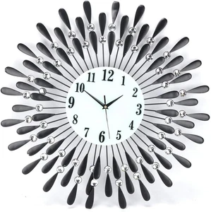Shoze Large Wall Clocks for Living Room Modern Metal Black Wall Clock Extra Lar - Picture 1 of 12