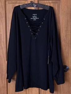 CAMISETA TÓRRIDA MANGA LARGA ALGODÓN TOP CON CORDONES ALGODÓN 5 5X 6 6X 28 30 Nueva - Imagen 1 de 5