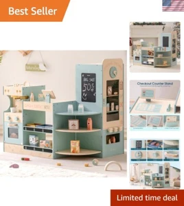 Playset Negozio Alimentare, Negozio Giochi per Bambini, Playset Supermercato in Legno con Contanti... - Foto 1 di 10