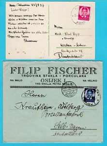 Yugoslavia Croatia PPC 1937 Hvar +cover 1939 Osijek to Germany - Picture 1 of 2