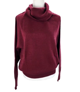 Vintage 80er Jahre rot Turteneck Pullover Wollmischung Dolmanärmel Schulterpolster groß - Bild 1 von 12