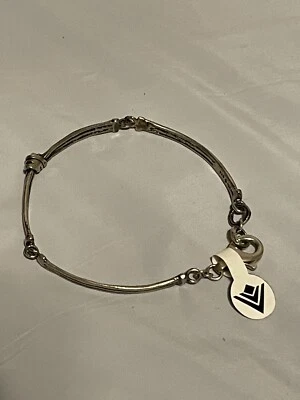 Vintage Silpada 925 Sterling Silver Love Knot Link Bangle Bracelet 5" 9.2g New - Image 1 of 4