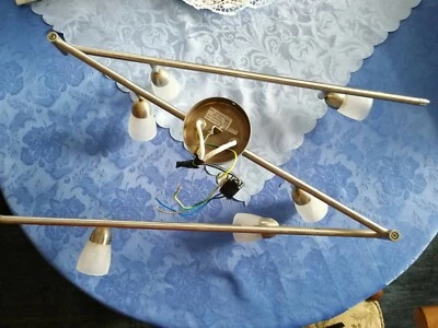 Deckenleuchte  6-flg Nickel verstellbar Glas Weiß G9 6 x max 40Watt - Bild 1 von 4