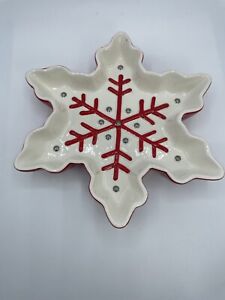 Hallmark Snowflake Shaped 7”x8” Festive Holiday Serving Dish For Candy Nuts Dips