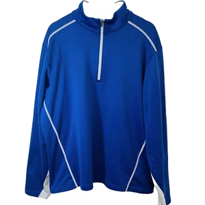 Walter Hagen 1/4 Zip Golf Shirt Men L Blue Long Sleeve Stretch Activewear Work - Picture 1 of 9