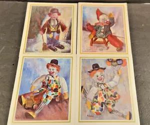 LOTTO DI 4 LITOGRAFIE VINTAGE MICHELE CREEPY CLOWN 8X10 STAMPA SET ART FIRMATO - Foto 1 di 5