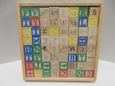 Melissa & Doug - ABC Blocks - set of 64 in wooden case - Ages 2+ - pre-owned - Image 1 of 4