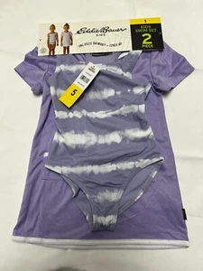 Eddie Bauer Kids 2 Piece Swim Set ; One Piece Swimsuit & Cover Up - Lavender - Picture 1 of 2