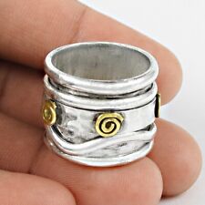 Indian Artisan Jewelry 925 Solid Sterling Silver Spinner Ring Size Q F19