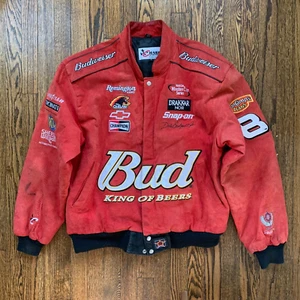 Vintage JH Design Dale Earnhardt Jr #8 Budweiser Race Jacket Red Size XL Chase - Picture 1 of 7